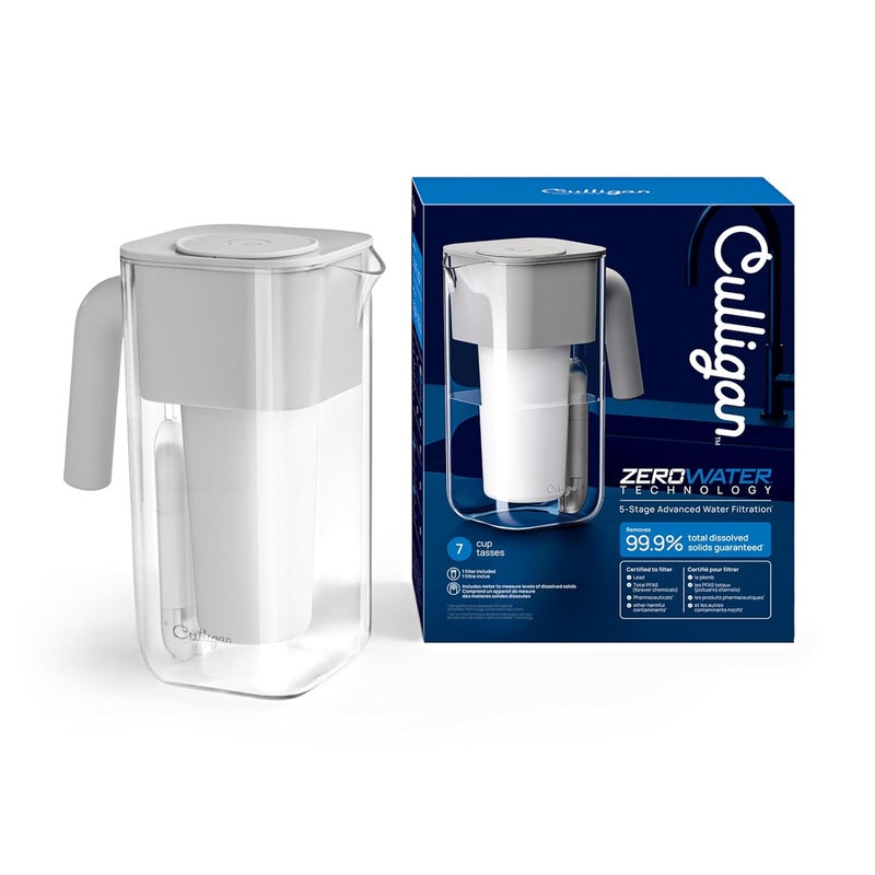 Culligan غلاية مياه بفلتر 7 أكواب بتقنية زيرو ووتر – تشمل فلتر مياه متقدم بخمس مراحل، معتمد من IAPMO لتقليل الرصاص، والمواد الكيميائية الدائمة (PFAS)، والزئبق، والفلورايد، والكلور. - Image 2